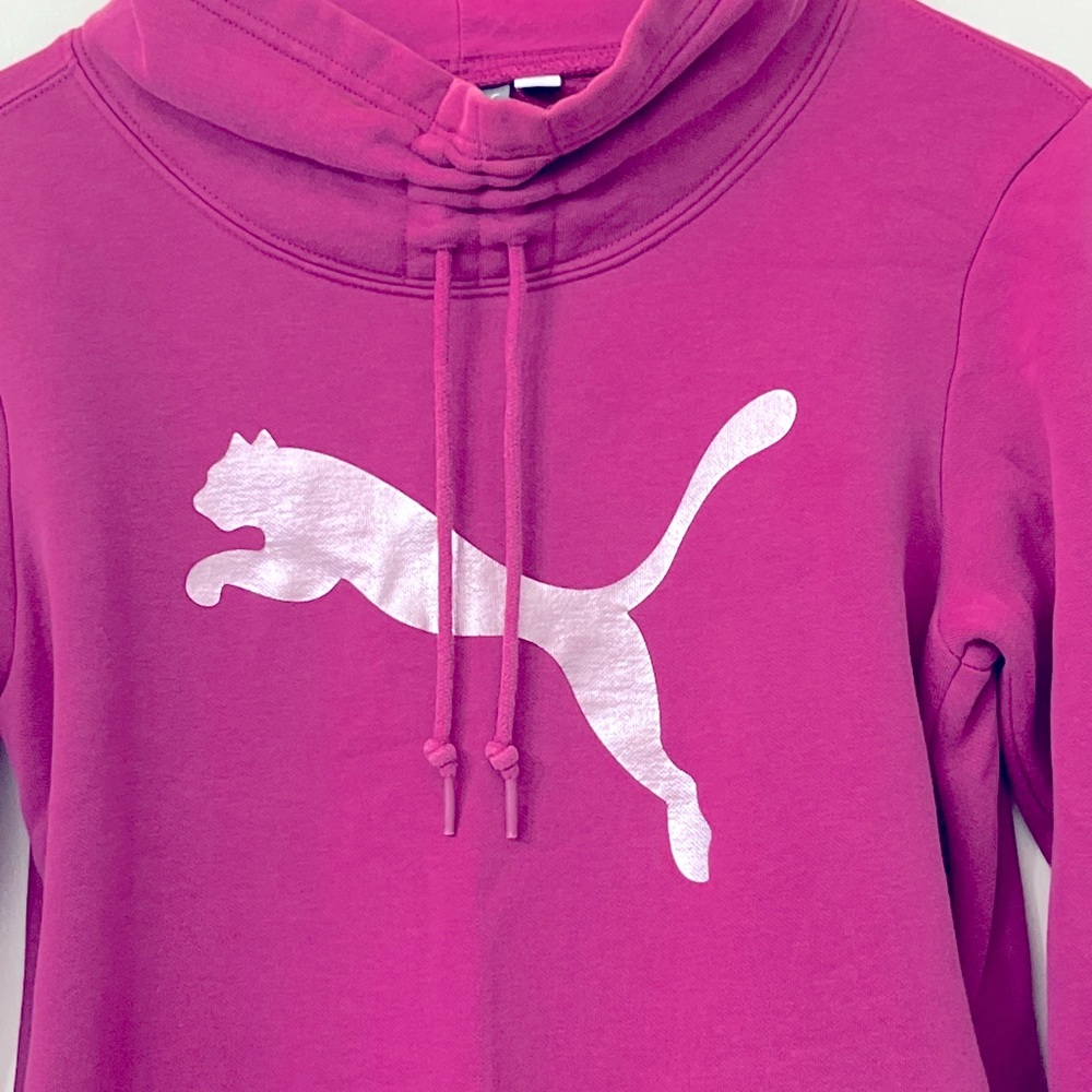 Puma Activewear Pink Pullover Sweatshirt With Light Pink Metallic Logo